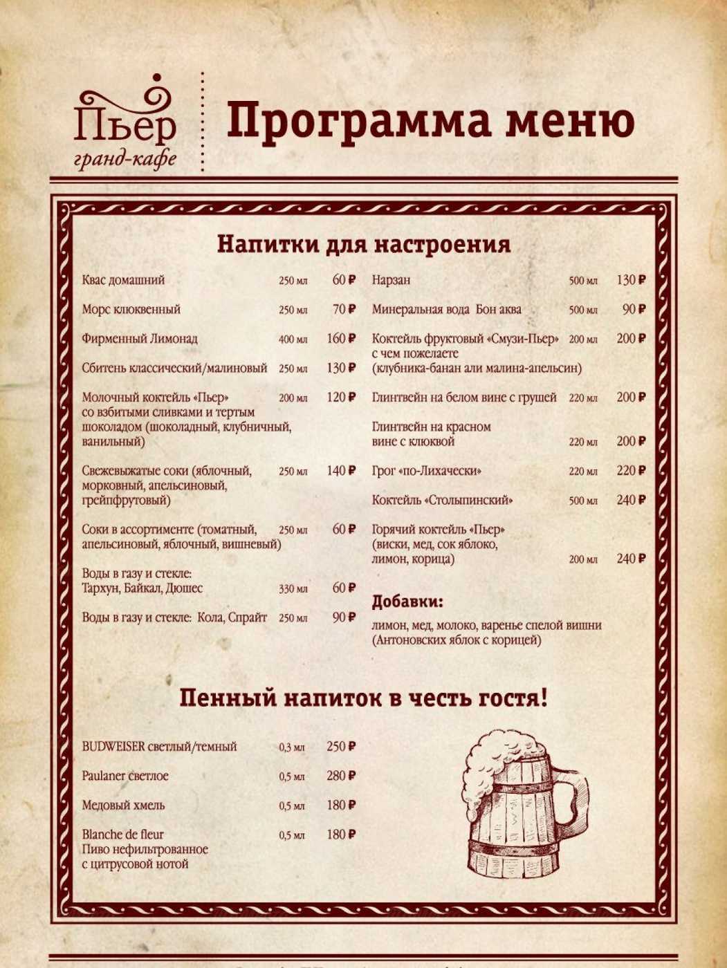 меню кафе омск официальный сайт